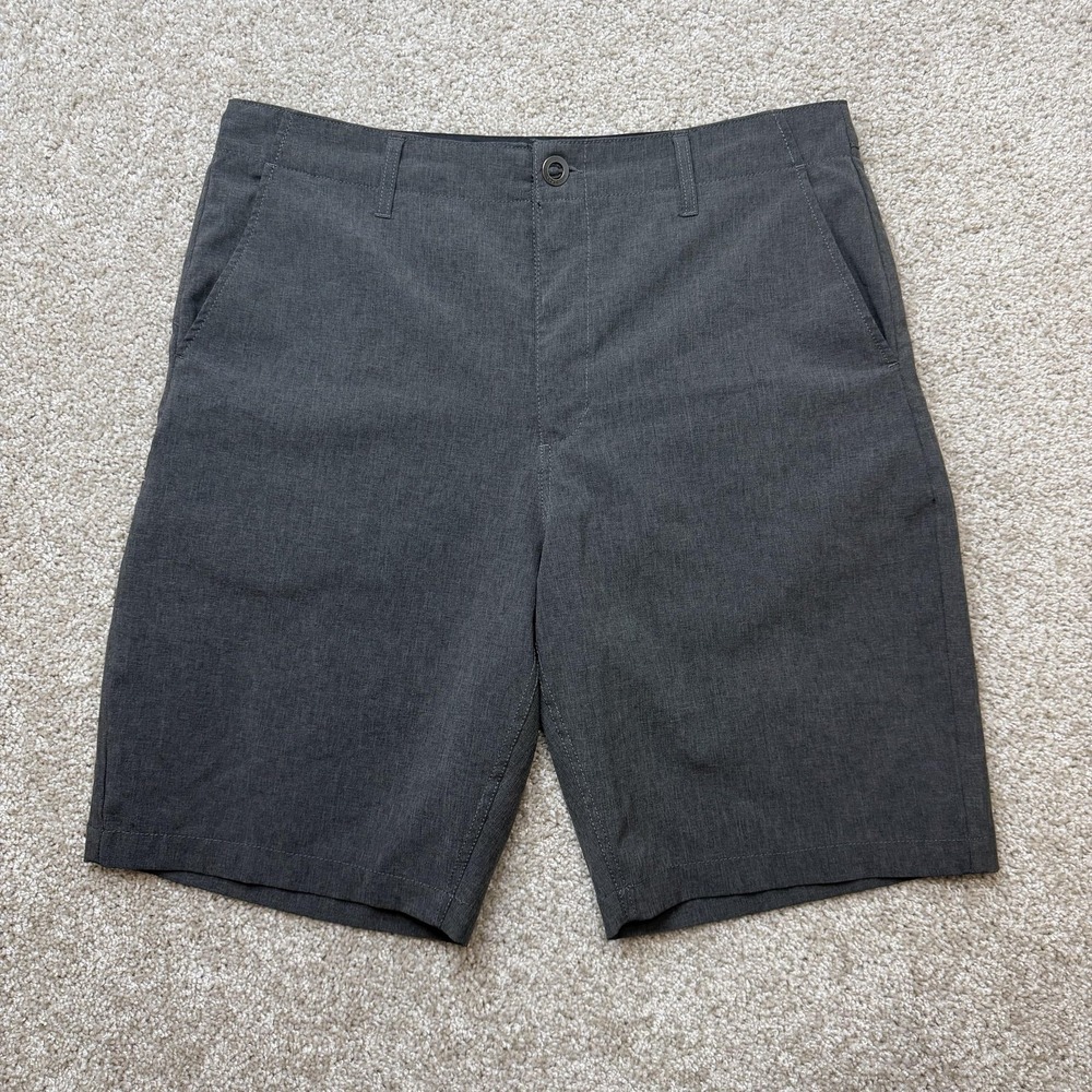 Volcom Chino Shorts Mens 34 Black Stretch Flat Front Casual Summer 10" Inseam